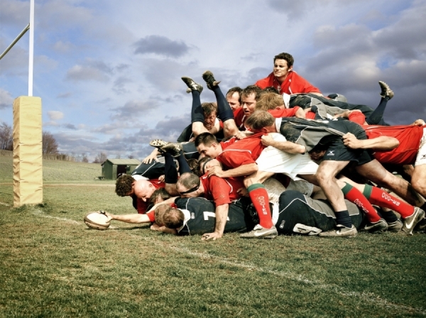 Photograph Chris Frazer Smith Rugby Scrum on One Eyeland